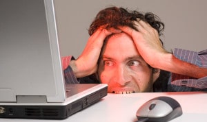Frustrated man with slow broadband speeds