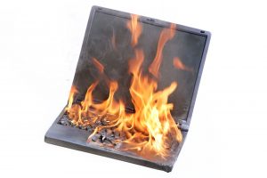 Computer on fire